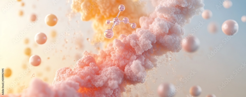 Poster abstract colorful clouds and bubbles against a soft gradient background.