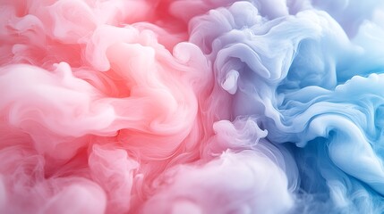 Fototapeta premium Abstract Ink Swirls in Pink and Blue: A captivating abstract photograph showcasing the ethereal beauty of vibrant pink and blue ink swirling and intermingling.