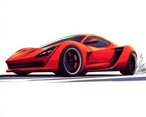 Obraz premium Sleek Red Sports Car in Dynamic Motion on a White Background