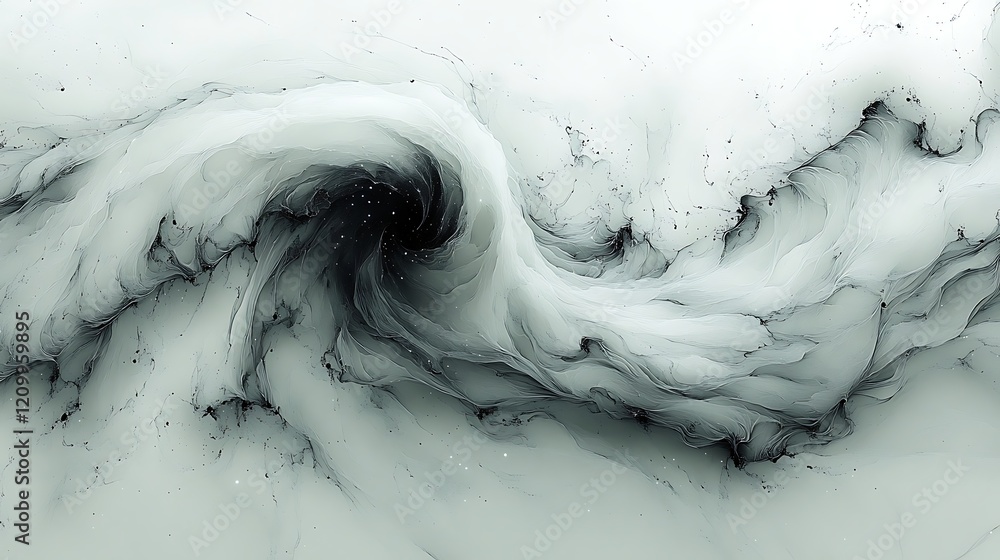 Poster abstract ink swirl: a mesmerizing grayscale abstract image featuring a swirling vortex of black and 