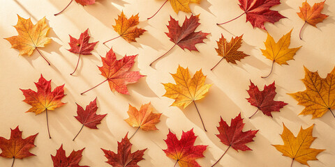Elegant Dried Maple Leaves on Soft Sunlit Background