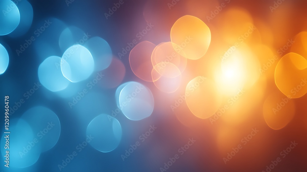 Aufkleber abstract blue and orange bokeh: a captivating abstract image featuring a blend of cool blue and warm