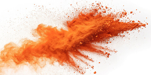 Dynamic Explosion of Vibrant Orange Powder on White Background