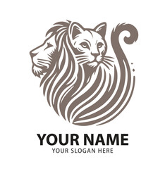 lion cat logo vector template. lion cat logo icon vector illustration. 