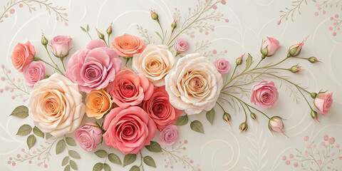 Elegant Floral Arrangement with Pink and Peach Roses