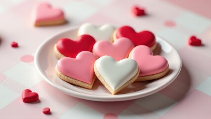 Obraz premium Valentine's Day Heart-Shaped Sugar Cookies