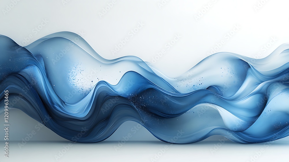Poster abstract blue waves: serene and elegant, flowing blue waves create a mesmerizing abstract design, ev