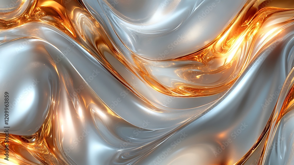 Poster liquid gold: a captivating abstract background image featuring a mesmerizing interplay of shimmering