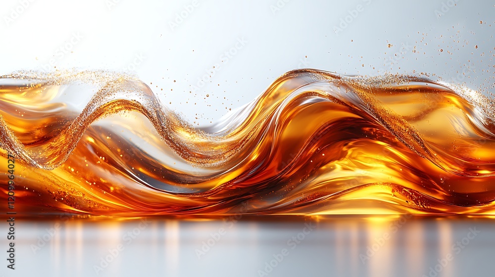 Poster amber liquid wave: abstract image of a flowing amber liquid, creating dynamic waves and ripples. the