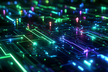 Obraz premium Neon Nexus The Heart of the Digital Infrastructure 