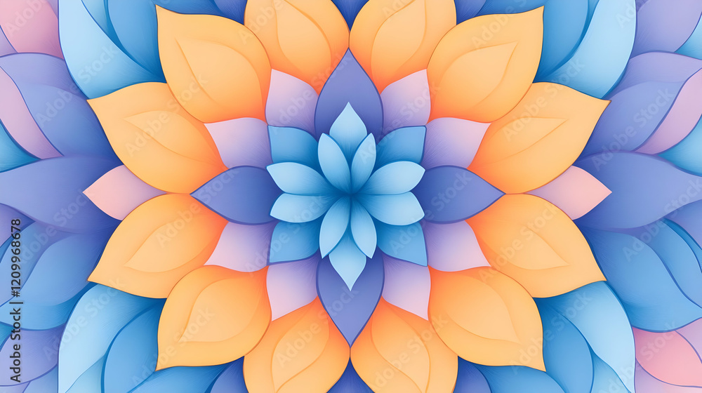 Poster multicolored circular kaleidoscopic pattern