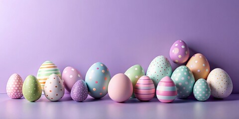 Pastel-colored eggs arranged in a delightful spring composition, perfect for festive celebrations and seasonal greetings