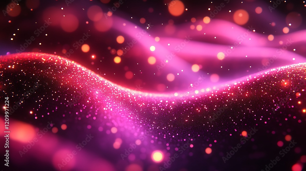 Poster cosmic dance of light: shimmering particles swirl and dance, creating a mesmerizing abstract pattern