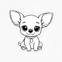 Adorable Cartoon Chihuahua Puppy Line Art Cute Dog Illustration Coloring Page Design
