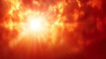 Fiery Sunset Radiance: A breathtaking sunset, vibrant with fiery orange and red hues, where the sun's rays burst forth, creating a dramatic and awe-inspiring celestial spectacle. 