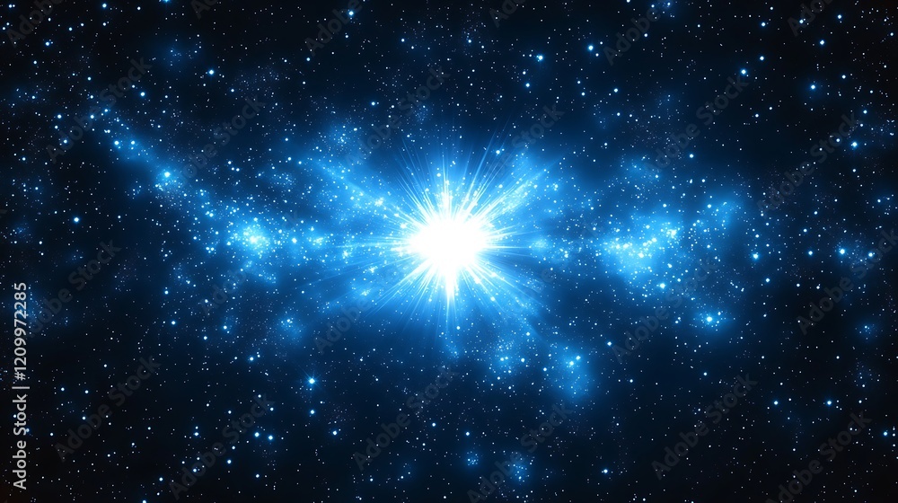Poster cosmic explosion: an abstract illustration of a celestial explosion in space, showcasing the vastnes