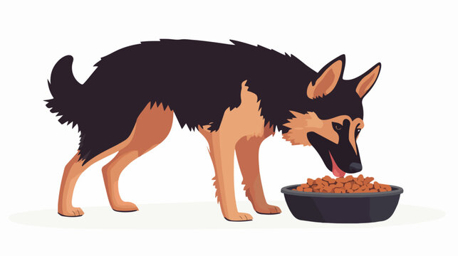german shepherd eating food from bowl clip art preview