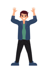 Fototapeta premium smiling teenage boy celebrating