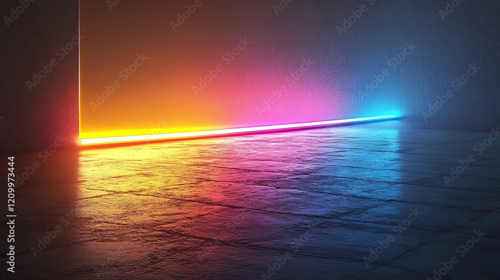 Poster neon spectrum: a mesmerizing interplay of vibrant neon lights, casting a spectrum of color across a 