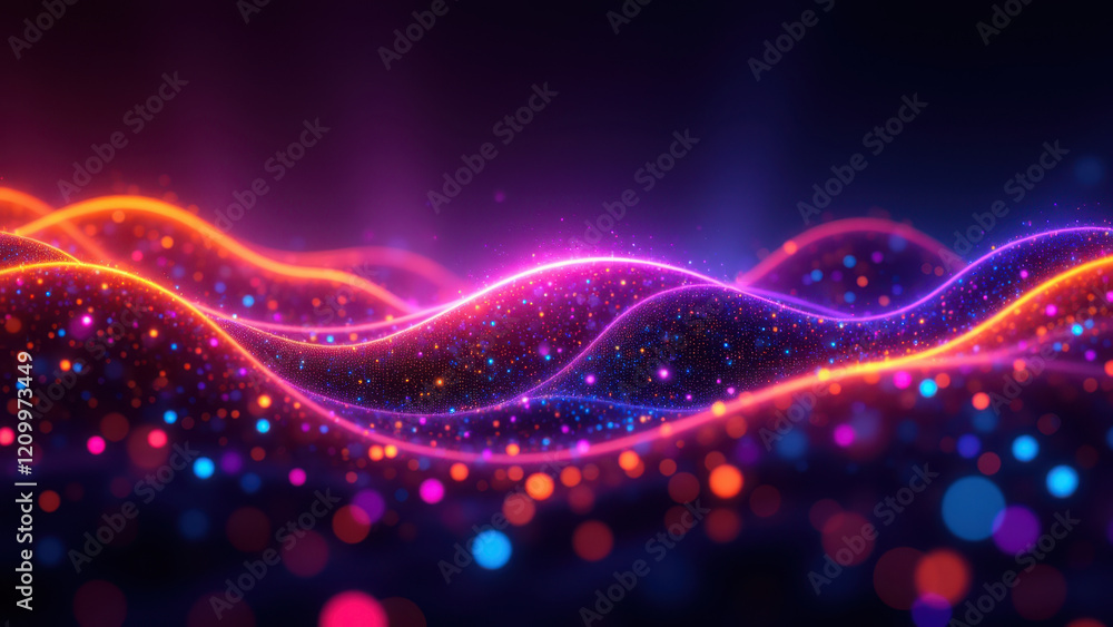 Poster ai-inspired tech theme with colorful abstract elements.