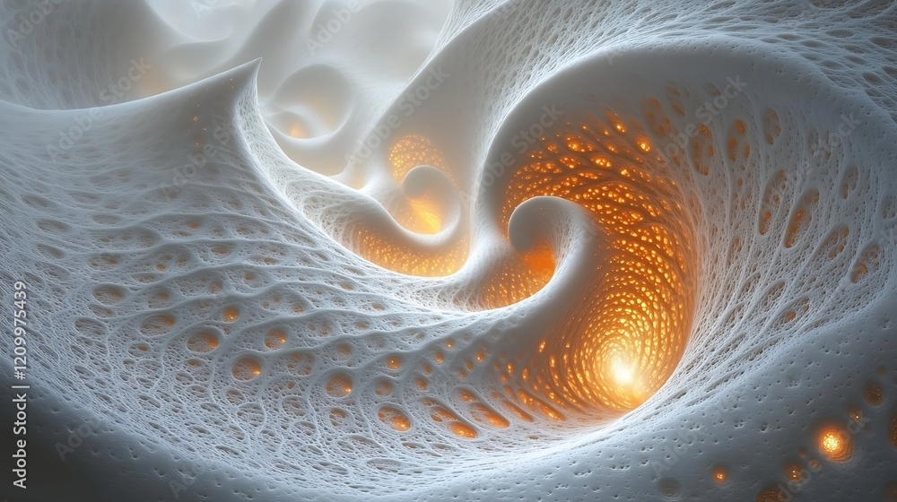 Poster abstract swirling nebula: a mesmerizing fractal art piece featuring swirling patterns of light and s