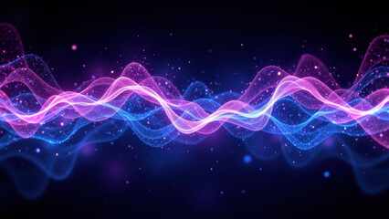 Fototapeta premium A futuristic AI tech digital wave with purple and blue hues.