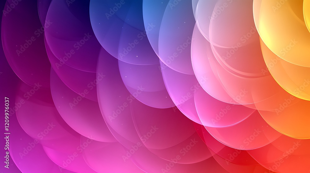 Poster abstract rainbow hues: a vibrant and dynamic composition of overlapping, translucent shapes in a spe