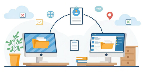 File Transfer Process for Copying Files and Data Exchange