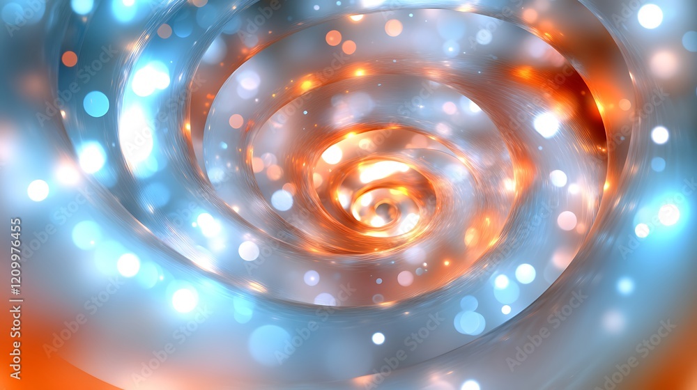 Poster whirlwind of light: a mesmerizing abstract image with swirling, glowing patterns in vibrant blue and