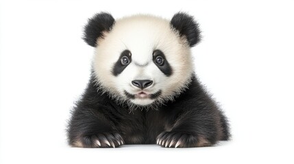 Naklejka premium Adorable Young Panda with Distinctive Black and White Features