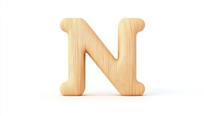 Wooden letter 'N' displayed prominently against a plain white background, ideal for educational materials