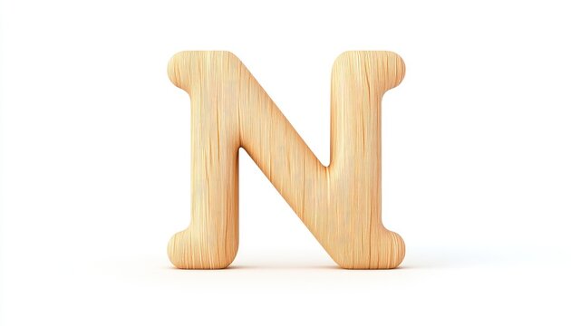 Wooden letter 'N' displayed prominently against a plain white background, ideal for educational materials