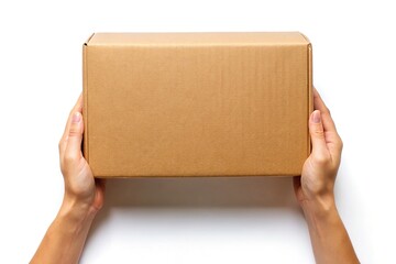 Cardboard box mock-up,  top-down view, utilizing thirds.