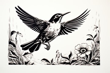 Fototapeta premium Bird art drawing animal