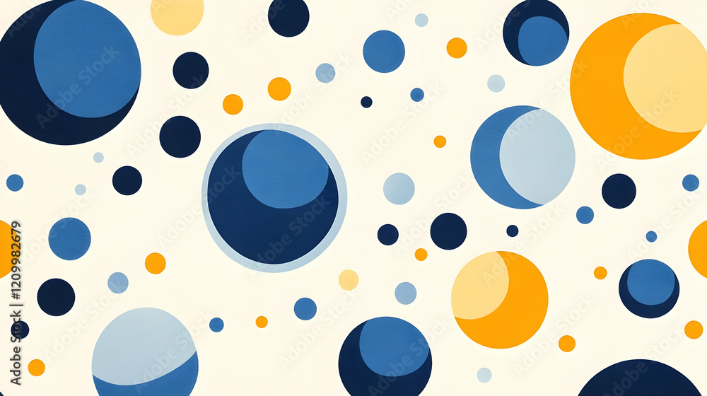 Poster repeating geometric pattern with concentric circles and stars