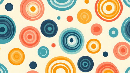 Repeating Geometric Pattern with Concentric Circles and Stars
