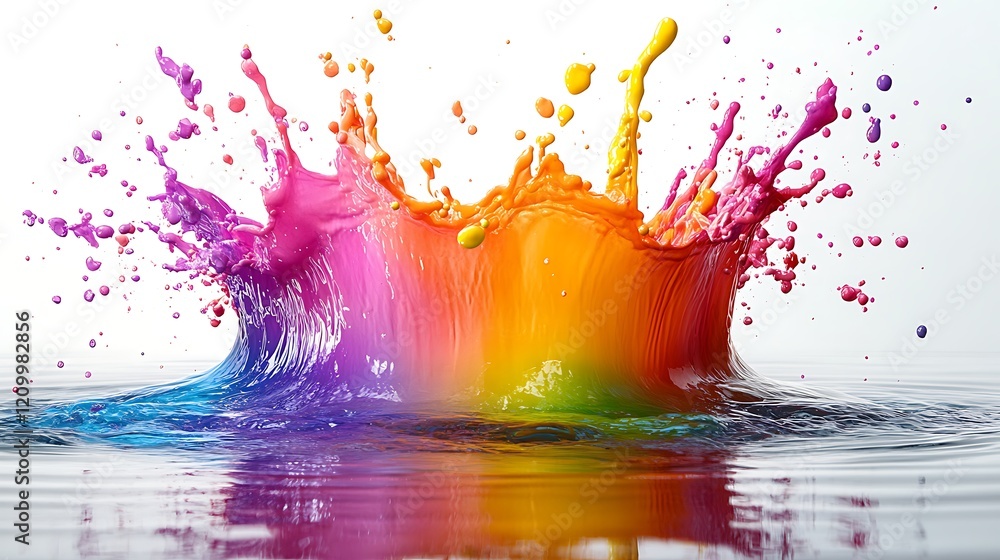 Poster rainbow splash: a vibrant explosion of colors explodes into a captivating splash, creating an abstra