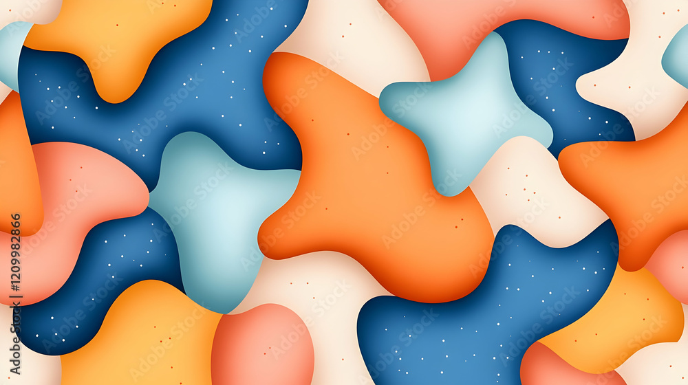 Poster repeating geometric pattern with multicolored star shapes