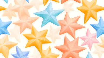 Obraz premium Repeating Geometric Pattern with Multicolored Star Shapes