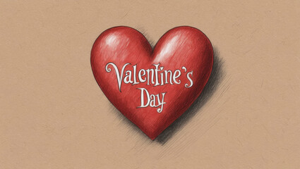 A heart drawn with a pencil on a sheet of paper, symbolizing love and romance.