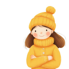 Fototapeta premium Cheerful Girl in Winter Outfit with Knit Cap