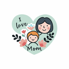 STICKER DESIGN Of delicate floral patterns, a smiling mom and child