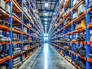 Efficient auto parts storage:  Warehouse inventory, streamlined.