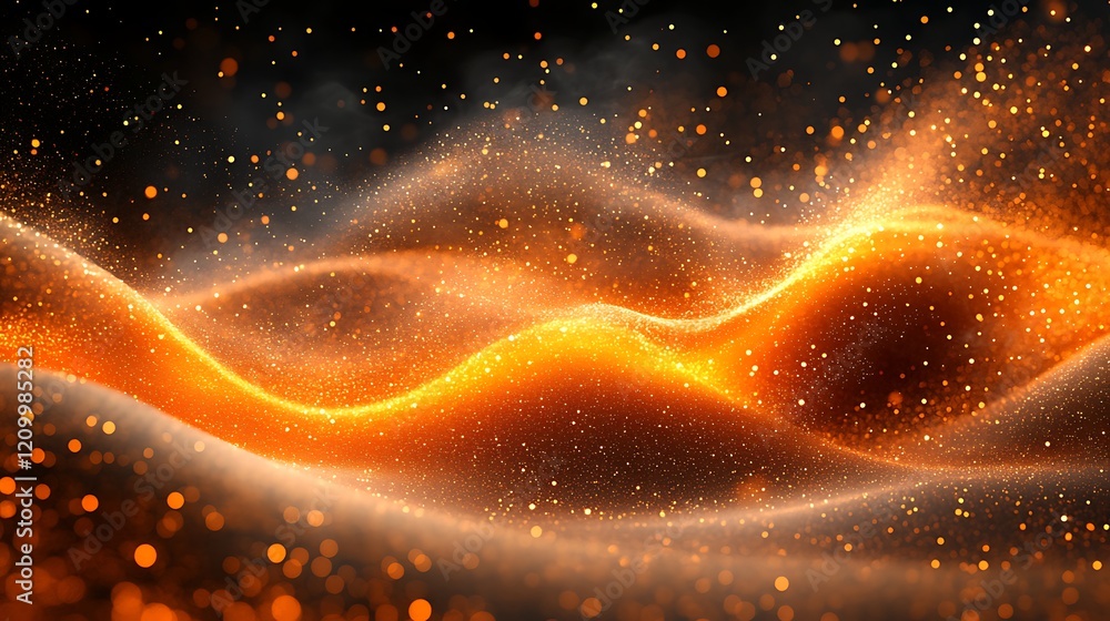 Poster fiery abstract wave: a mesmerizing digital artwork depicting an abstract wave of fiery orange and go