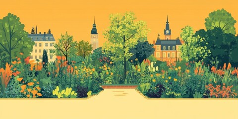 Naklejka premium Revitalizing eco-friendly gardens sustainable urban projects biodiversity & community wellbeing