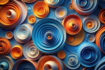 Fototapeta premium Long exposure 3D paper circles, swirling in abstract forms.