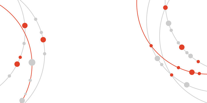 Geometric orbits and intersecting paths with vivid red details, representing futuristic themes. Great for AI, robotics, or tech innovations.