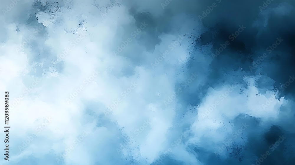 Poster celestial canvas: a breathtaking abstract image featuring swirling clouds in shades of blue and whit