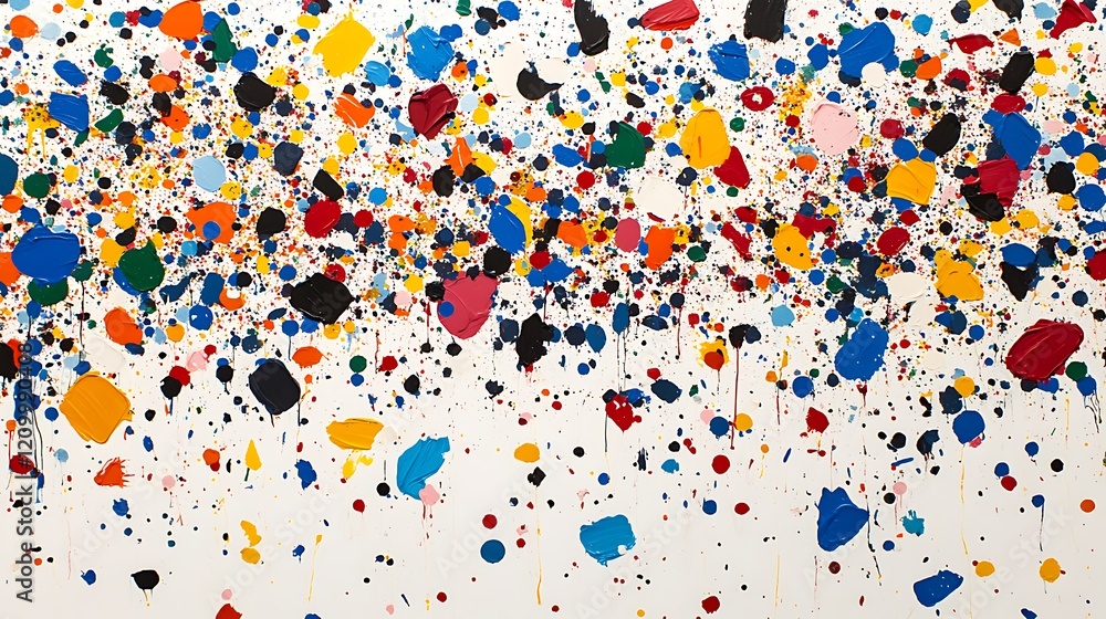 Poster abstract colorful drips: a vibrant explosion of color, featuring dynamic paint splatters and drips i