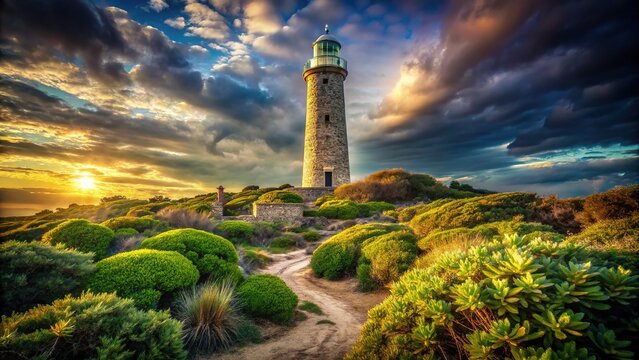 Urban exploration at Cape Leeuwin Lighthouse, WA.  AI-enhanced image.